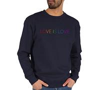 Shirtracer Sweater Pullover Sweatshirt Herren Damen - LGBTQ Kleidung Flag - Love is Love - Regenbogen - Pride - L - Dunkelblau - LGBT Sweat CSD pullis Lesbian Pulli lqbtq Gay lgbtqia Queer Month