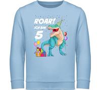 Shirtracer Sweatshirt Kinder Pullover für Jungen Mädchen - 5. Geburtstag - Ich Bin 5 Jahre - T-Rex Dinosaurier Dino - 116 (5/6 Jahre) - Hellblau - Geburtstags fünf Pulli geburtstagsshirt Langarm