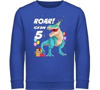 Shirtracer Sweatshirt Kinder Pullover für Jungen Mädchen - 5. Geburtstag - Ich Bin 5 Jahre - T-Rex Dinosaurier Dino - 128 (7/8 Jahre) - Royalblau - Geburtstags fünf Pulli geburtstagsshirt Langarm
