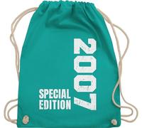 Shirtracer Turnbeutel Rucksack - 18. Geburtstag - Special Edition 2007 - Unisize - Türkis - geschenke für mädchen ab 18 jahren zum volljährig 2005 beutel geschenk junge 18ten 2004 stoffbeutel jährige