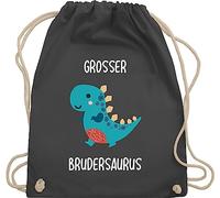 Shirtracer Turnbeutel Rucksack - Bruder - Taschen - Großer Brudersaurus - Unisize - Dunkelgrau - geschenk für geschwisterkinder grosser brother brüder beutel großen tasche big bro baby juterucksack