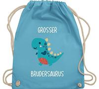 Shirtracer Turnbeutel Rucksack - Bruder - Taschen - Großer Brudersaurus - Unisize - Hellblau - geschenk für geschwisterkinder grosser brother brüder beutel großen tasche big bro baby juterucksack