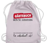 Shirtracer Turnbeutel Rucksack - Gästebuch 50. Geburtstag - Unisize - Pastell Rosa - spaßgeschenk zum 50 geschenktasche 50.geburtstag mein stoffbeutel geburtstagsgeschenk 50er als tasche