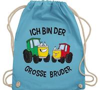 Shirtracer Turnbeutel Rucksack - Großer - Taschen - Ich bin der grosse Bruder Traktor - Unisize - Hellblau - geschenk brüder grosser brother big stoffrucksack große geschenke tasche bruder grossen