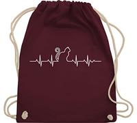 Shirtracer Turnbeutel Rucksack - Katzenbesitzer Geschenk - Herzschlag Katze - Unisize - Bordeauxrot - tier katzen-tasche cat haustier turnsack katzen beutel katzenmotiv katzenmama sportbeutel