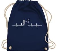 Shirtracer Turnbeutel Rucksack - Katzenbesitzer Geschenk - Herzschlag Katze - Unisize - Navy Blau - tier katzen-tasche cat haustier turnsack katzen beutel katzenmotiv katzenmama sportbeutel