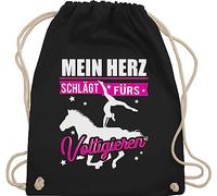 Shirtracer Turnbeutel Rucksack - Pferde Taschen - Mein Herz schlägt fürs Voltigieren - weiß/fuchsia - Unisize - Schwarz - voltigierbeutel stalltasche pferd pferdeliebhaber hoddie beutelrucksäcke
