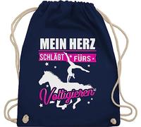 Shirtracer Turnbeutel Rucksack - Pferde Taschen - Mein Herz schlägt fürs Voltigieren - weiß/fuchsia - Unisize - Navy Blau - voltigierbeutel stalltasche pferd pferdeliebhaber hoddie beutelrucksäcke