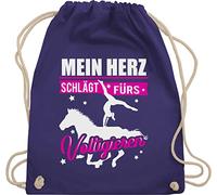 Shirtracer Turnbeutel Rucksack - Pferde Taschen - Mein Herz schlägt fürs Voltigieren - weiß/fuchsia - Unisize - Lila - voltigierbeutel stalltasche pferd pferdeliebhaber hoddie beutelrucksäcke