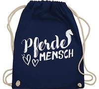 Shirtracer Turnbeutel Rucksack - Pferde - Taschen - Pferdemensch - Unisize - Navy Blau - geschenke für pferdefreunde pferden stoff reitsachen reiter sprüche rucksäcke pferd spruch beutel pferdeliebe