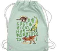 Shirtracer Turnbeutel Rucksack - Schulanfang & Einschulung Geschenk - Dinosaurier Alphabet - Unisize - Pastell Grün - dino einschulung-schulanfang schulanfänger sportbeutel