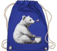 Shirtracer Turnbeutel Rucksack - Taschen - Bär mit Honigtopf und Biene I Waldtiere Geschenk Bären Zeichnung I Geschenk Freundschaft Tiere - Unisize - Royalblau
