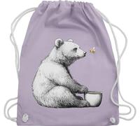 Shirtracer Turnbeutel Rucksack - Taschen - Bär mit Honigtopf und Biene I Waldtiere Geschenk Bären Zeichnung I Geschenk Freundschaft Tiere - Unisize - Pastell Lila
