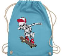 Shirtracer Turnbeutel Rucksack - Taschen - Dabbing Skelett Skateboard | Dab Skelett Skater Cool - Unisize - Hellblau - mit skate