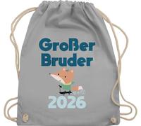 Shirtracer Turnbeutel Rucksack - Taschen - Großer Bruder 2026 Fuchs - Unisize - Hellgrau - geschenke für große brüder grosser geschenk brother bro stoffbeutel geschwister tasche bruder big beutel
