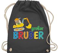 Shirtracer Turnbeutel Rucksack - Taschen - Großer Bruder Bagger I Großer Bruder Geschenk Grosser Bruder - Unisize - Dunkelgrau - tasche brother bro sportbeutel große brüder brüderchen turnsackerl