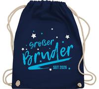 Shirtracer Turnbeutel Rucksack - Taschen - Großer Bruder seit 2026 Sterne - Unisize - Navy Blau - geschenke für große brüder grosser geschenk brother big juterucksäcke grossen tasche bruder großen