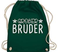 Shirtracer Turnbeutel Rucksack - Taschen - Großer Bruder Sterne - Unisize - Dunkelgrün - geschenk für grossen grosser brother große brüder baumwollbeutel geschenke tasche big bro großen stoffbeutel