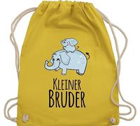 Shirtracer Turnbeutel Rucksack - Taschen - Kleiner Bruder mit Elefanten - Unisize - Gelb - little brother lil bro kleine brüder geschenk kleinen 2024 für geschenke