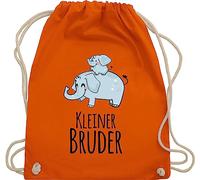 Shirtracer Turnbeutel Rucksack - Taschen - Kleiner Bruder mit Elefanten - Unisize - Orange - little brother lil bro kleine brüder geschenk kleinen 2024 für geschenke