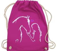 Shirtracer Turnbeutel Rucksack - Taschen - Pferd und Reiterin Geschenk Pferde Mädchen Geschenk Pferd Geschenke Pferdeliebhaber I Reiten Geschenke für Pferdefreunde I Reitlehrerin - Unisize - Fuchsia