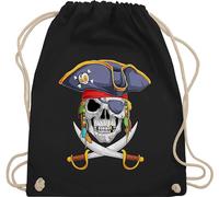 Shirtracer Turnbeutel Rucksack - Taschen - Pirat | Piraten | Pirates | Seeräuber | Freibeuter - Unisize - Schwarz - piratentasche pirate piratenrucksack motiv zuziehbeutel mit kindertasche beutel