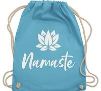Shirtracer Turnbeutel Rucksack - Yoga und Wellness Geschenk - Namaste mit Lotusblüte weiß - Unisize - Hellblau - meditation lotus tasche spirituelle lotusblüten beutel joga sportbeutel yoga-geschenke