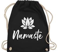 Shirtracer Turnbeutel Rucksack - Yoga und Wellness Geschenk - Namaste mit Lotusblüte weiß - Unisize - Schwarz - meditation lotus tasche spirituelle lotusblüten beutel joga sportbeutel yoga-geschenke