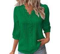 Shirts Damen Sommer, Oberteile Damen Große Größen, Spitzen Oberteile Elegante Blusen Tuniken Tops Sommer Basic Shirt 3/4 Arm Bluse Tunika Große Größen Meine Monatsabrechnung