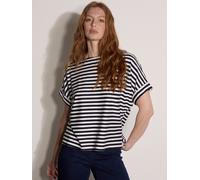 Shirttop APRICOT "Weiches Jersey-T-Shirt", Damen, Gr. XL (42), blau (navy), Strick, Obermaterial: 80% Viskose CV. 16% Polyamid PA. 4% Elasthan EL., gestreift, hüftlang, Gerade, Tops Shirttop, mit Stre