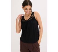 Shirttop BONPRIX, Damen, Gr. 32/34 (XS), schwarz, Jersey, Obermaterial: 95% Viskose, 5% Elasthan, unifarben, lässig geschnitten taillenlang, Rundhals, Tops Shirttop, lässige Passform, ärmellos, aus el