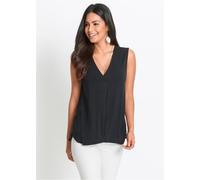 Shirttop BONPRIX, Damen, Gr. 40/42 (M), schwarz, Jersey, Obermaterial: 95% Viskose, 5% Elasthan, unifarben, bequem hüftbedeckend, V-Ausschnitt, Tops Shirttop, bequeme Passform, aus Viskose-Mix, V-Auss