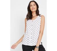 Shirttop BONPRIX, Damen, Gr. 40/42 (M), schwarz-weiß (weiß, schwarz gepunktet), Obermaterial: 100% Baumwolle, figurumspielend, Tops Shirttop, ärmelloses Design, figurumspielende Passform, aus Baumwoll