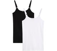 Shirttop BONPRIX, Damen, Gr. 40/42 (M), weiß, schwarz, Jersey, Obermaterial: 95% Baumwolle, 5% Elasthan, slim fit, Tops Shirttop, Slim fit, ohne Ärmel, langer Schnitt, aus Baumwolle mit Elasthan (2534
