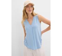 Shirttop BONPRIX, Damen, Gr. 48/50 (XL), hellblau, Jersey, Obermaterial: 95% Viskose, 5% Elasthan, unifarben, bequem hüftbedeckend, V-Ausschnitt, Tops Shirttop, bequeme Passform, aus Viskose-Mix, V-Au