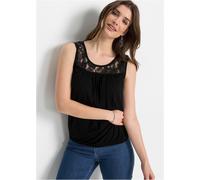 Shirttop BONPRIX, Damen, Gr. 48/50 (XL), schwarz, Jersey, Obermaterial: 95% Viskose, 5% Elasthan, unifarben, lässig geschnitten taillenlang, Rundhals, Tops Shirttop, lässige Passform, ärmellos, aus el