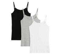 Shirttop BONPRIX, Damen, Gr. 48/50 (XL), weiß, hellgrau meliert, schwarz, Jersey, Obermaterial: 90% Baumwolle, 10% Viskose, tailliert, Tops Shirttop, taillierte Passform, ohne Ärmel, aus leichtem Baum