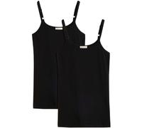 Shirttop BONPRIX, Damen, Gr. 56/58 (XXXL), schwarz, schwarz, Jersey, Obermaterial: 95% Baumwolle, 5% Elasthan, slim fit, Tops Shirttop, Slim fit, ohne Ärmel, langer Schnitt, aus Baumwolle mit Elasthan