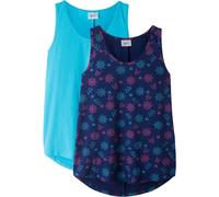 Shirttop BONPRIX, Mädchen, Gr. 152/158, bunt (mitternachtsblau, türkis), Obermaterial: 95% Baumwolle, 5% Elasthan, loose fit, Tops Shirttop, ärmelloses Design, lockere Passform, aus Baumwoll-Elasthan-