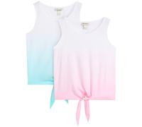 Shirttop BONPRIX, Mädchen, Gr. 152/158, bunt (rosa, aqua), Obermaterial: 100% Baumwolle, regular fit, Tops Shirttop, ärmelloses Design, aus Baumwolle, im 2er Pack, mit Knoten-Detail (70709929-152) ros