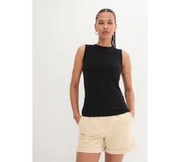 Shirttop BONPRIX "Tanktop mit reiner Baumwolle", Damen, Gr. 52/54 (XXL), schwarz, Web, Obermaterial: 95% Baumwolle, 5% Elasthan, unifarben, slim fit normal, Rundhals, Tops Shirttop, schmale Passform,