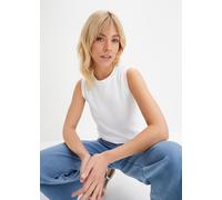 Shirttop BONPRIX "Tanktop mit reiner Baumwolle", Damen, Gr. 52/54 (XXL), weiß, Web, Obermaterial: 95% Baumwolle, 5% Elasthan, unifarben, slim fit normal, Rundhals, Tops Shirttop, schmale Passform, hoc