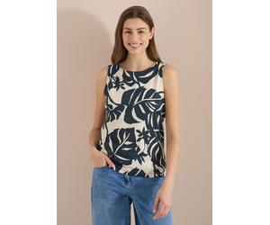 Shirttop CECIL, Damen, Gr. XL (44), palm breeze grün, Jersey, Obermaterial: 50% Baumwolle, 50% Modal, bedruckt, geblümt, hüftbedeckend, Rundhals, Tops Shirttop, Sommertop mit Rundhals und Blätterprint