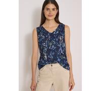 Shirttop CECIL, Damen, Gr. XL (44), urban dunkelblau, Jersey, Obermaterial: 50% Baumwolle, 50% Modal, bedruckt, hüftbedeckend, V-Ausschnitt, Tops Shirttop, Sommertop mit Rounded V-Neck und grafischem