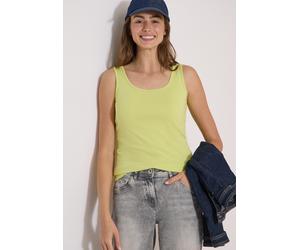 Shirttop CECIL "Style Linda", Damen, Gr. M (40), gelb (citrin grün), Jersey, Obermaterial: 100% Baumwolle, hüftbedeckend, Rundhals, Tops Shirttop, in Unifarbe (47173842-M) citrin grün