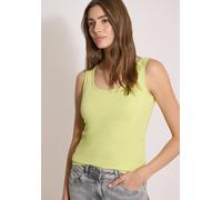Shirttop CECIL "Style Linda", Damen, Gr. XXL (46), gelb (citrin grün), Jersey, Obermaterial: 100% Baumwolle, hüftbedeckend, Rundhals, Tops Shirttop, in Unifarbe (47173842-XXL) citrin grün