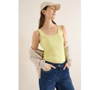 Shirttop CECIL "Style Linda", Damen, Gr. XXL (46), iced gelb, Jersey, Obermaterial: 100% Baumwolle, hüftbedeckend, Rundhals, Tops Shirttop, in Unifarbe (74206030-XXL) iced gelb