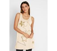 Shirttop INSPIRATIONEN, Damen, Gr. 54, champagner, silberfarben, 95% Viskose, 5% Elasthan, gemustert, unifarben, Rundhals, Tops Shirttop (75519006-54) champagner, silberfarben