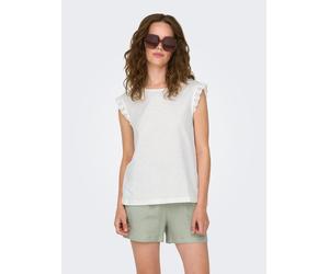 Shirttop JDY "JDYSALVA LIFE S/L CROCHET TOP JRS", Damen, Gr. XS, weiß (cloud dancer), Jersey, Obermaterial: 100% Baumwolle, unifarben, regular fit normal, Rundhals, angeschnitten, Tops Shirttop (73173