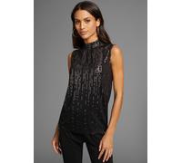 Shirttop LAURA SCOTT, Damen, Gr. 40, schwarz, Jersey, Obermaterial: 95% Viskose, 5% Elasthan, bedruckt, metallic, unifarben, figurumspielend hüftlang, Tops Shirttop, aus elastischer Viskosemischung, m